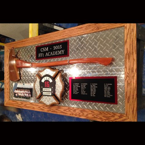 How To Display Fire Helmets, Firefighter Display, Fireman Shadow Box Ideas, Firefighter Helmet Display, Firefighter Bar, Firefighter Home Decor Ideas, Fire Department Shadow Box Ideas, Firefighter Man Cave, Fire Department Decor