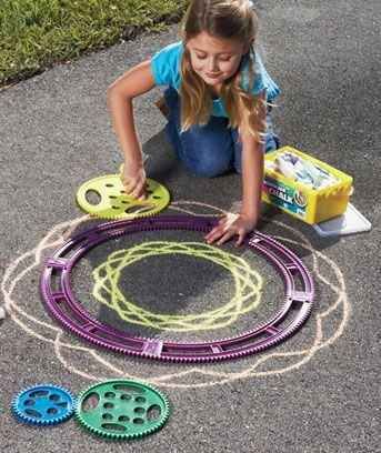 A jumbo sidewalk spirograph will keep budding artists busy all summer. | 31 Products Every Parent Of A Growing Child Will Want 3d Tiskárna, Sidewalk Chalk, Cool Stuff, Craft Activities, Little People, Kids Crafts, Fun Activities, Kids Playing, A Child