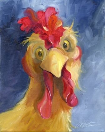 Amy Hautman....love her silly chickens!  website  http://www.amyhautman.com Rooster Painting, Painting Embroidery, Chicken Painting, Rooster Art, Embroidery Hand, Chicken Art, Chickens And Roosters, Chicken Diy, Diamond Cross