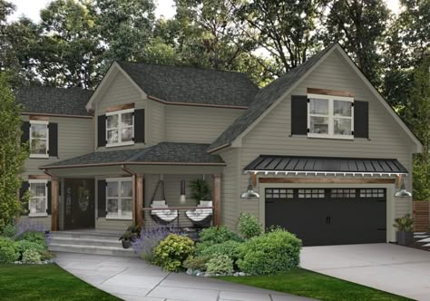 Best Exterior House Colors 2022, Green Exterior House Colors, Grey Exterior House Colors, Green House Exterior, Gray House Exterior, Exterior Color Palette, Painted Brick House, House Paint Color Combination, Exterior House Paint Color Combinations