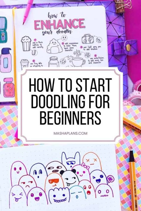 Doodle Art How To, Learn To Doodle For Beginners, Easy Doodle Step By Step, Beginner Doodles Step By Step, Doodle A Day Bullet Journal, Basic Doodles For Beginners, Doodling For Beginners, Doodle Drawings Step By Step, How To Doodle For Beginners Step By Step