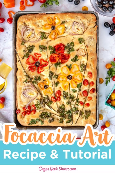 Focaccia Bread Art, Easy Focaccia Recipe, Focaccia Art, Foccacia Bread, Focaccia Bread Recipe, Nourishing Food, Focaccia Recipe, Bread Art, Focaccia Bread