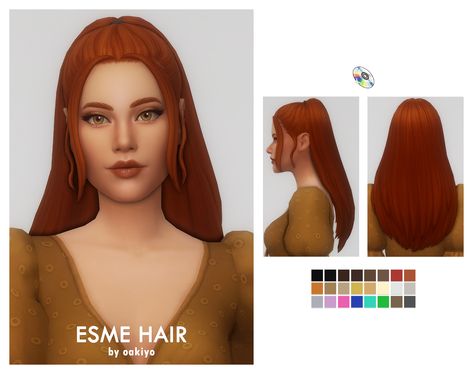 Esme Hair | oakiyo on Patreon Sims 4 Oakiyo, Sims 4 Cc Hair Ponytail Patreon, Sims 4 Cc Maxis Match Ponytail, Sims 4 Ponytail Maxis Match, Female Hairstyles, Sims 4 Patreon, World Hair, Sims 4 Mm Cc, 4 Characters