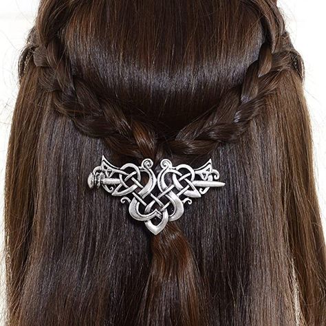 Celtic Knot Hair, Long Hair Diy, Waterfall Braid Hairstyle, Celtic Hair, Leather Hair Accessories, Knot Hair, Chignon Hair, Viking Hair, Fantasy Hair