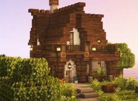 Overgrown Wooden House Minecraft, Minecraft Two Story Cottage, Minecraft Houses Forest, Forest Cottage Minecraft, Minecraft Dark Oak Forest Builds, Minecraft Oak House Ideas, Dark Oak House Minecraft, Minecraft Cute Cottage, Dark Academia Minecraft