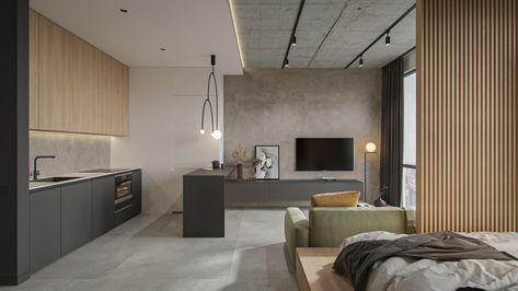 Small Apartment Remodel, Apartment Design Layout, Grey Kitchen Interior, Australia Apartment, Small Cabin Ideas, Apartment Renovation Ideas, Apartemen Studio, Sydney Apartment, Apartment Lounge