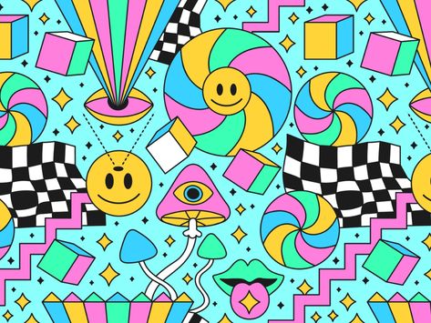 Back Rounds, Rave Art, Cartoon Character Illustration, Trippy Patterns, Wallpaper Print, Psychadelic Art, Trippy Painting, Doodle Cartoon, Muse Art