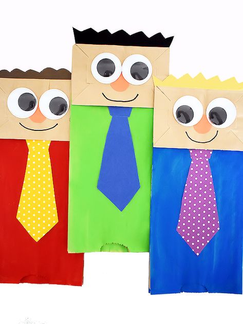 Teddy Bear Crafts, Diy Father's Day Crafts, Easy Fathers Day Craft, Mini Scrapbook Album, Paper Bag Crafts, Puppets For Kids, Paper Bag Puppets, Puppets Diy, Puppet Crafts