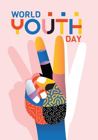 World Youth Day Vector Design World Youth Day, International Youth Day, Peace Poster, Awareness Poster, Youth Day, Club Poster, Learning Graphic Design, Poster Drawing, Family Poster