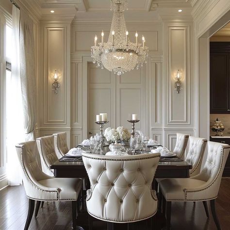 Classic Furniture Living Room, White Wall Paneling, Dining Room Furniture Design, Cozy Baby Room, Dining Room French, Tranquil Bedroom, Classical Interior, Neoclassical Interior, Dinner Room