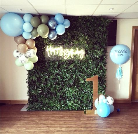 Corner Balloon Garland, Luxury Event Decor, 1st Birthday Backdrop, Foliage Wall, Wild One 1st Birthday, Wall Corner, Happy Birthday Signs, Elizabeth James, Light Up Letters