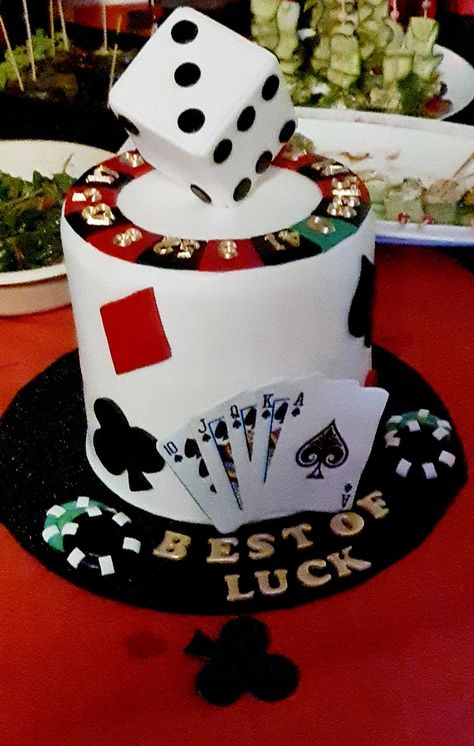 Casino theme cake Casino Theme Party For Men, Gambling Cake Ideas, Casino Theme Cake Ideas, Casino Cake Ideas, Poker Theme Cake, Casino Birthday Cake, Casino Theme Cake, Casino Cakes For Men, Retirement Party Cakes