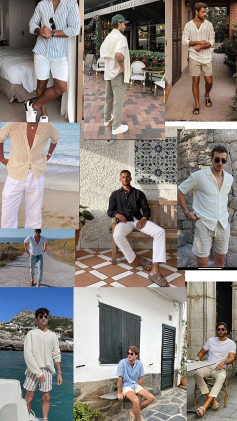 Men Bahamas Outfit, Beach Vacation Outfit Men, Dubai Men Outfits Ideas, Beach Trip Outfits Men, Goa Fits Men, Coastal Boyfriend Aesthetic, Men’s Bahamas Outfit, Men Beachy Outfits, Europe Vacation Outfits Men