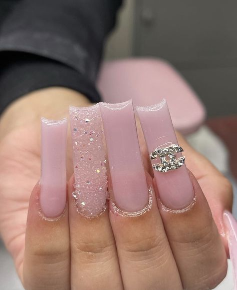 Kylie Nails, Ombre Acrylic Nails, Colored Acrylic Nails, Pink Diamonds, French Acrylic Nails, Acrylic Nails Coffin Pink, Soft Nails, Nails Only, Long Square Acrylic Nails