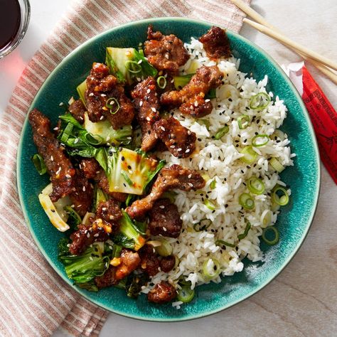 Crispy Orange Beef, Scallion Rice, Broccoli Bowls, Turkey Broccoli, Orange Beef, Black Pepper Beef, Pepper Beef, Blue Apron Recipes, Beef Sauce