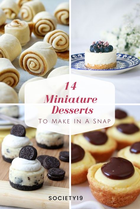 Miniature desserts are a trend that simply won’t go away. These perfectly portioned recipes make for a delicious single-serving treat. They also make quick, easy snacks to bring to a party on short notice. Try these bite-sized desserts that are cute enough for any occasion.    #desserts #dessertrecipes Easy Mini Desserts For A Crowd, Sweet Fingerfood Desserts Easy, Deserts Recipes For Party, Best Finger Desserts, Easy Party Sweets, Hand Desserts Parties, Deserts For Party Easy, Easy Fancy Desserts For A Crowd, Baking For A Crowd Desserts