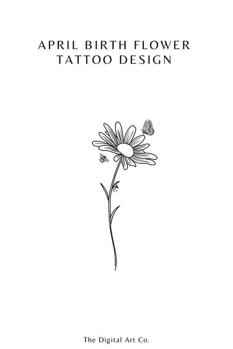 #tattoodesignsforwomen #tattooart #daisy #floralart #butterflytattoo #bumblebee #ladybug #birthflowertattoo Daisy Birth Flower Tattoo, Tattoo Ideas Floral, April Birth Flower Tattoo, Birth Month Tattoo, Lisa Tattoo, Tattoo Klein, Daisy Tattoo Designs, Mama Tattoo, Birth Flower Bouquet