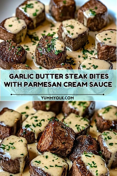 **Garlic Butter Steak Bites: A Flavorful Feast**

Tender steak bites cooked in garlic butter and served with a creamy Parmesan sauce. A delicious and easy-to-make dinner.

#steak #garlicbutter #parmesansauce #dinner #recipe #cooking #food #foodie #homecooking Garlic Butter Steak Sauce, Buttery Steak Bites, Garlic Sauce For Steak, Steak Cream Sauce, Buttery Steak, Tender Steak Bites, Parmesan Steak, Easy Steak Dinner, Garlic Butter Steak Bites