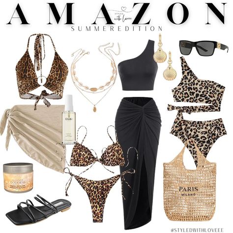 Love this gorgeous Summer Edition! These leopard prints are so pretty and look perfect with the black 2 piece and this tan cover up. The gold seashell accessories match perfectly! Save and follow for more styles like this! Xo🤍 @styledwithloveee @amazonfashion 🤍 Click the on Link in My Bio 🤍 Click on ‘Shop the Look’ 🤍 Click on this photo and shop! * * * * * #fashion #style #outfits #Outfitideas #outfitinspiration #ootd #ootdinspiration #styleblogger #fashionblogger #stylist#styling #vir... Amazon Fashion, Stylish Accessories, Affordable Fashion, Everyday Essentials Products, Latest Fashion Trends, Leopard Print, Trendy Outfits, Cool Style, Cover Up