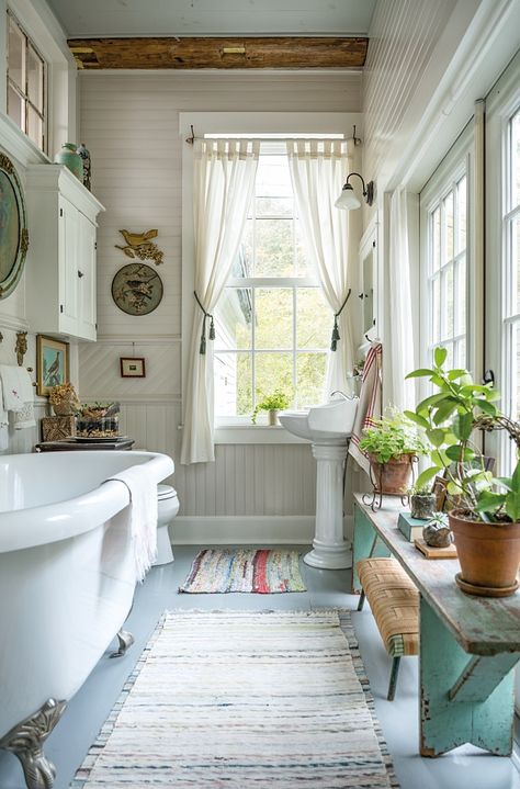 Bathroom Ideas Cottage, Full Bathroom Ideas, Small Full Bathroom Ideas, Country Cottage Living, Small Full Bathroom, Vintage Bathroom Decor, Pretty Bathrooms, Living Vintage, Cottage Bathroom