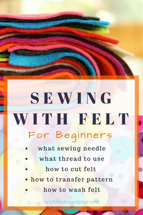 Felt For Beginners, Sewing Felt, Tips For Sewing, Wool Felt Projects, Felt Sewing, Felt Crafts Diy, Felt Embroidery, Sewing Projects For Kids, Felt Food