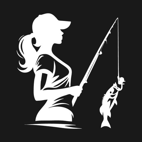 Check out this awesome 'Fishing+Girl+Silhouette' design on @TeePublic! Fishing Images, Fishing Silhouette, Fishing Girl, Fish Silhouette, Fishing Stuff, Magic Design, Girl Silhouette, Shirt Design Inspiration, Fishing Girls