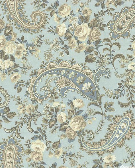 Gatsby's Flora - Opulent Bouquets - Powder Gray Rococo Background Wallpapers, Blue Paisley Wallpaper, Rococo Pattern Texture, Blue Art Nouveau Wallpaper, Victorian Fabric, Aqua And Flower Cintage Wallpaper, Paisley Wallpaper, Art Chinois, Paisley Fabric