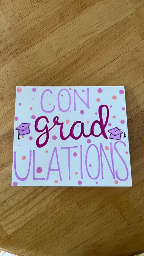 Pink color scheme graduation card saying “con-grad-ulations” Graduation Card Ideas Diy, Homemade Grad Cards, Cute Grad Card Ideas, Card Ideas For Graduation, Easy Diy Graduation Cards, Homemade Graduation Cards Handmade, Cute Graduation Card Ideas, Graduation Poster Ideas Signs Handmade, Diy Congrats Card