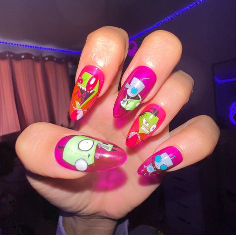 Invader Zim Nails, Invader Zim, Force, Nail Art, Nails, Beauty, Quick Saves, Art, Nail Arts