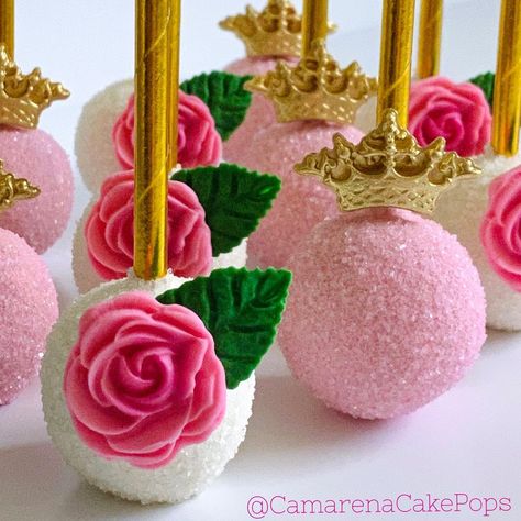 Sleeping Beauty Cake Pops, Princess Desserts, Royal Cupcakes, Princess Cake Pops, Sleeping Beauty Cake, Rose Cake Pops, Cute Cake Pops, Pink Rose Cake, Disney Princess Theme