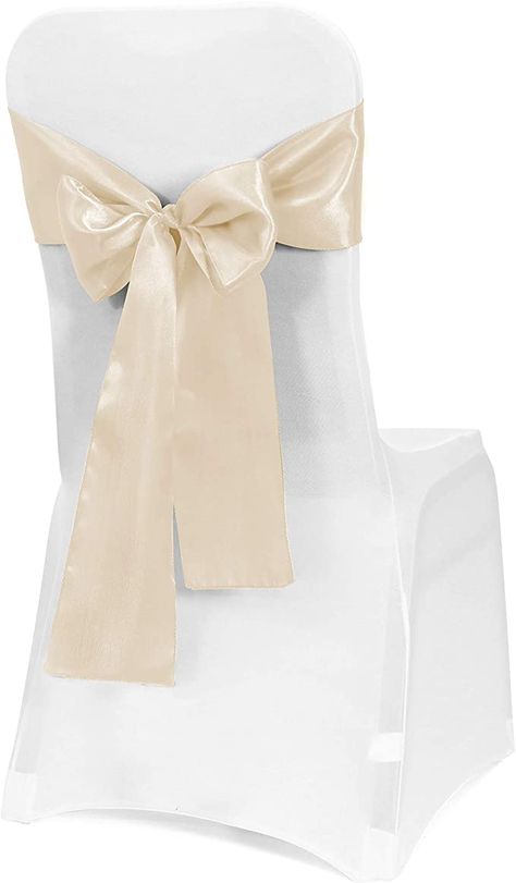 Amazon.com: Obstal 50 PCS Satin Chair Sashes Bows for Wedding Reception- Universal Chair Cover Back Tie Supplies for Banquet, Party, Hotel Event Decorations : Home & Kitchen Enchanted Garden Prom, Dinner 2023, Party Hotel, Golden Bow, Gold Chair, Paper Bow, Hall Chair, Prom 2023, Chair Sashes