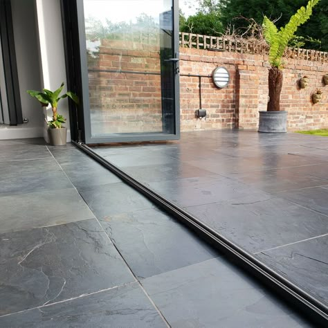 Black Slate Floor Tiles, Black Slate Floor, Outdoor Tiles Floor, Black Slate Tiles, Outside Flooring, Slate Floor, Slate Patio, Slate Tiles, Slate Tile Floor