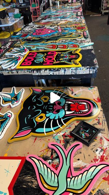 Iain Hursey- Sign Painter on Instagram: "Ready made drop Oct. 13th at noon CST. I will have 50 in stock paintings available with no waiting, except the time it will take us to pack them.  I have an IN STOCK tab in my shop that will have everything that is available. There is only one available of most, and only a few have 2 available.  Hurferhandpainted.com  #signpainter #wallart #artforsale #painting #tattooshop #barbershop #hurferhandpainted" Stop Sign Painting Ideas, Sign Painter, Sign Painting, Stop Sign, At Noon, Pinstriping, Keep Smiling, Tattoo Shop, Painted Signs