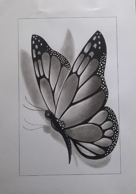 Butterfly Pencil Drawing Easy, Insects Drawing Realistic, Butterfly Drawing Shading, Pencil Sketches Butterfly, Drawing Shading Ideas, Beautiful Butterflies Art Drawings, 3d Realistic Drawing, Butterfly Drawing Side View, Butterfly Sketch Pencil