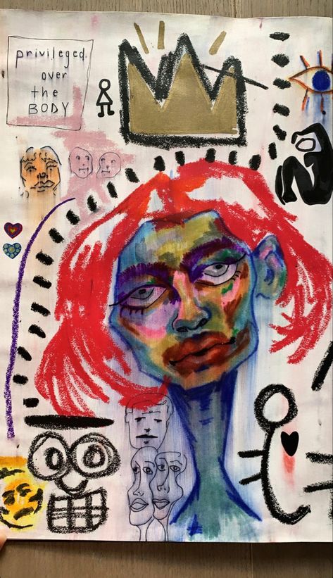 Basquiat Inspired Art, Neo Expressionism Art, Punk Visual Art, Jm Basquiat, Basquiat Art, Abstract Expressionist Art, A Level Art Sketchbook, Hippie Art, Street Art Graffiti