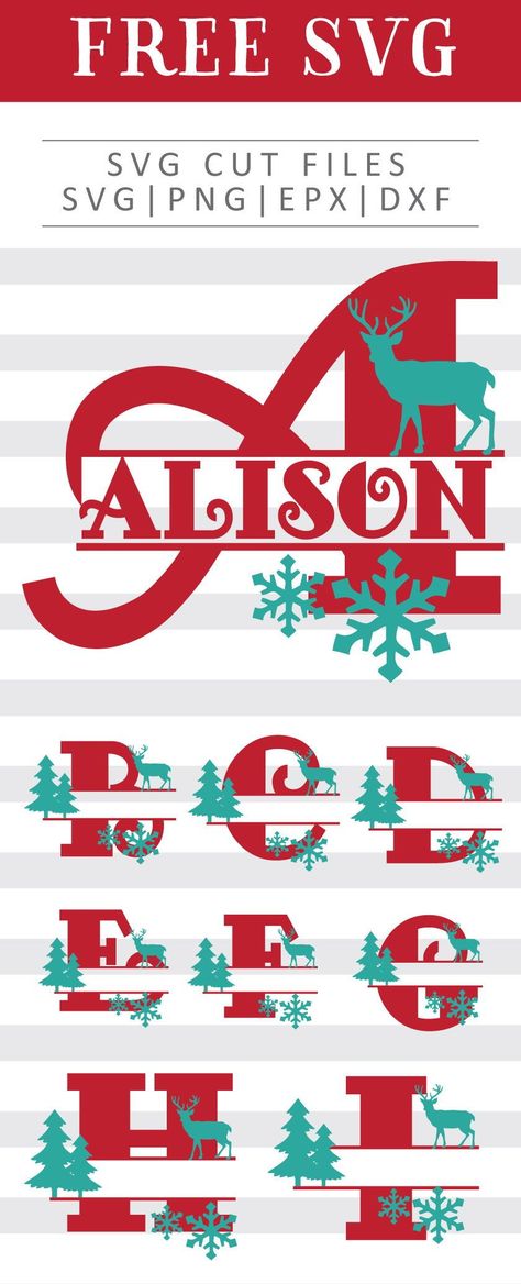 Christmas Monogram Svg, Nightmare Before Christmas Font, Free Christmas Crafts, Free Printable Clip Art, Christmas Fonts Alphabet, Printable Clip Art, Christmas Fonts Free, How To Make Planner, Reindeer Svg