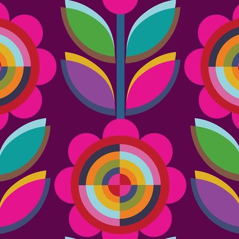 staciedash on Instagram: "“Bullseye Bloom / Floraison de la Bulle”—available for licensing. 🌸🎯 Revisiting an old design with a new background colour. #pattern #patterndesign #surfacepatterndesign #surfacepattern #textiledesign #staciedashdesign #fashion #artforlicensing #purple #flowerart #flowers #colorful" Flower Power Art, Reference Ideas, New Background, Night Illustration, Festival Flyer, Flowers Colorful, Old Design, Colour Pattern, New Backgrounds