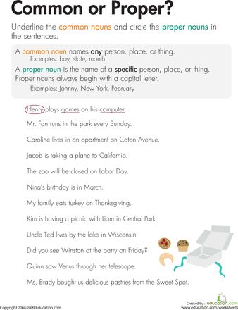 Worksheets: Nouns: Common or Proper? Common Nouns Worksheet, Common Noun, Proper Nouns Worksheet, Common And Proper Nouns, Adjective Worksheet, Common Nouns, Nouns Worksheet, Proper Nouns, English Grammar Worksheets