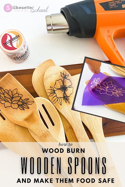 Wooden Spoon Diy, Spoons Diy, Old Wood Projects, Beginner Wood Burning, Wood Burn Spoons, Wood Burning Tips, Wood Burning Patterns Stencil, Silhouette School Blog, Wood Burning Techniques