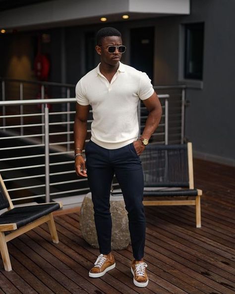 Black Men Casual Style, Polo Shirt Outfits, Mens Smart Casual Outfits, Mens Business Casual Outfits, Black Men Fashion Casual, Classy Outfits Men, Mens Summer Outfits, Mens Casual Outfits Summer, Smart Casual Men