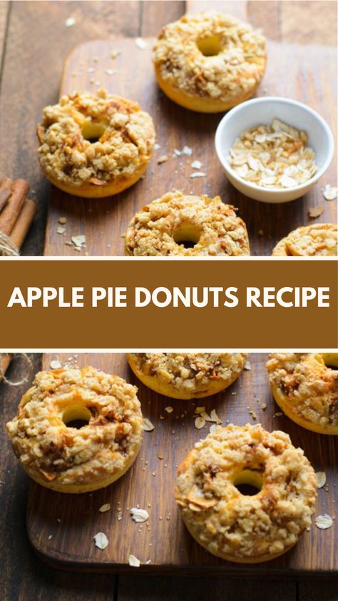 Apple Pie Donuts recipe made of fresh apples, cinnamon, and a hint of nutmeg this delicious treat serves 11 and takes about 30 minutes to prepare. Enjoy a warm, baked delight that tastes just like apple pie in donut form! Easy Apple Donuts Recipe, Apple Cinnamon Doughnut Recipe, Apple Donuts Recipe Fried, Baked Apple Cinnamon Donut Recipe, Apple Filled Donut Recipe, Apple Pie Donut, Best Apple Desserts, Apple Donuts, Cinnamon Donuts