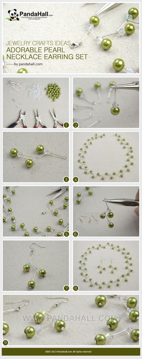 Follow the easy jewelry crafts ideas to make an adorable and amusing pearl necklace and earring set. Only the necessary pearl beads and assistive pins are needed. You may love the pattern so much! Diy Jewelry Tutorials, Easy Jewelry, Necklace Craft, Jewelry Techniques, Jewelry Making Tutorials, Diy Schmuck, Beads And Wire, Beading Tutorials, Bijoux Diy