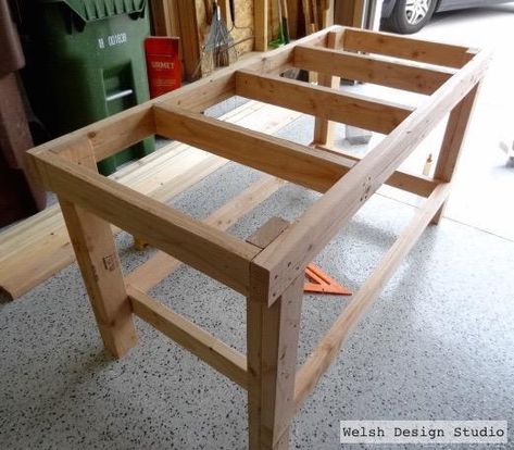 DIY Work Bench – Welsh Design Studio 2x4 Workbench Plans, L Shaped Patio, Ultimate Workbench, Simple Workbench, Simple Workbench Plans, Woodworking Plans Pdf, Bar Plans, Bank Design, Simple Woodworking Plans