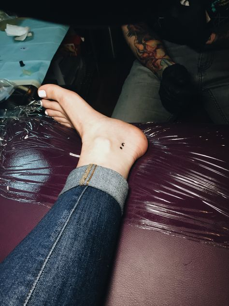 Semi Colon Ankle Tattoo, Semi-colon Tattoo On Ankle, Semi Colon Tattoo, Tattoo On Ankle, Colon Tattoo, Semi Colon, Cross Tattoo For Men, Semicolon Tattoo, Cross Tattoo