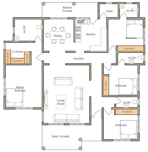 Australian House Plans, Jay Cole, Four Bedroom House Plans, Square House Plans, Single Storey House Plans, 30x40 House Plans, Three Bedroom House Plan, Bungalow Floor Plans, Affordable House Plans