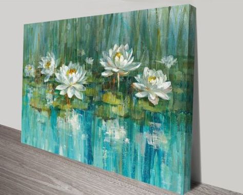 Water Lily Pond Crop by Danhui Nai Pond Painting, Water Lily Pond, Lily Pond, Art Et Illustration, Water Lily, Water Lilies, Floral Botanical, Canvas Art Painting, Art Sur Toile