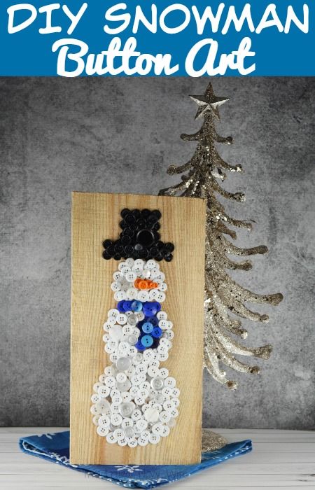 DIY Snowman Button Art - The Frugal Navy Wife                                                                                                                                                                                 More Christmas Button Crafts, Button Crafts For Kids, Easy Kids Christmas, Button Art Projects, Buttons Crafts Diy, Kids Christmas Crafts Easy, Christmas Buttons, Diy Snowman, Diy Buttons