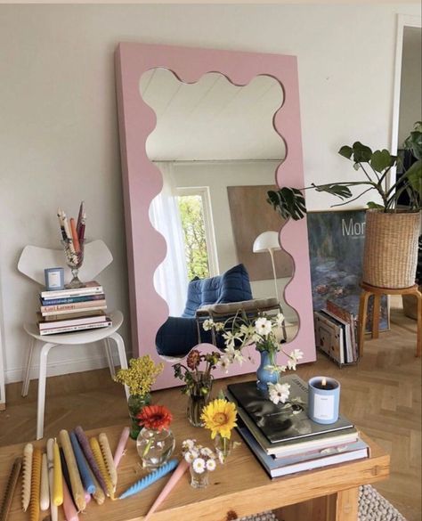 Curvy Mirror, Sweet Room, Danish Pastel Room, Pastel Interior, Brooklyn Apartment, Pastel Room, Pastel Decor, Danish Pastel, Room Deco