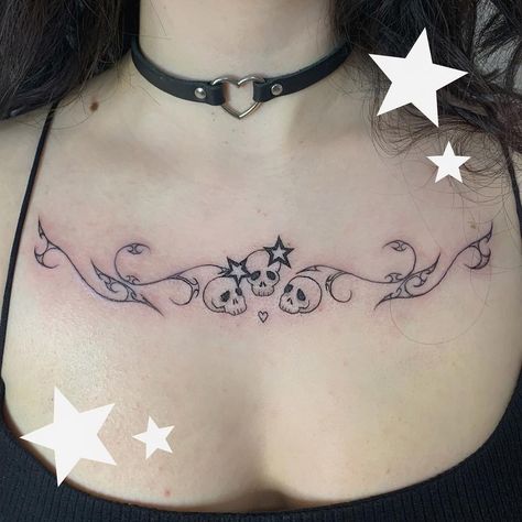 ☆violeta☆ on Instagram: “@spookypoossy so pretty tysm<333🖤🕷” Grunge Tattoo, Sick Tattoo, Bone Tattoos, Kawaii Tattoo, Spooky Tattoos, Cute Little Tattoos, Sternum Tattoo, All I Ever Wanted, Dream Tattoos