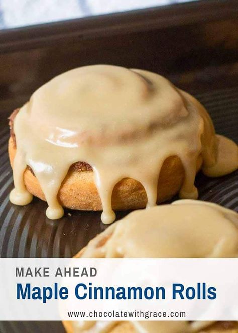 Make-Ahead Maple Cinnamon Rolls Icing For Cinnamon Rolls, Maple Cinnamon Rolls, Maple Icing, Maple Recipes, Maple Syrup Recipes, Cinnamon Roll Recipe Homemade, Maple Frosting, Sweet Roll Recipe, Pumpkin Cinnamon Rolls